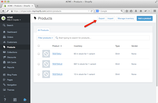 screenshot of Shipwire