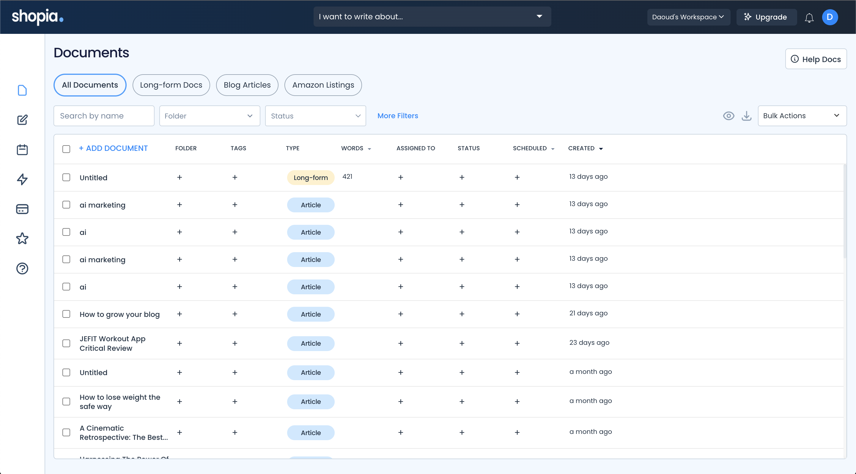 screenshot of Shopia