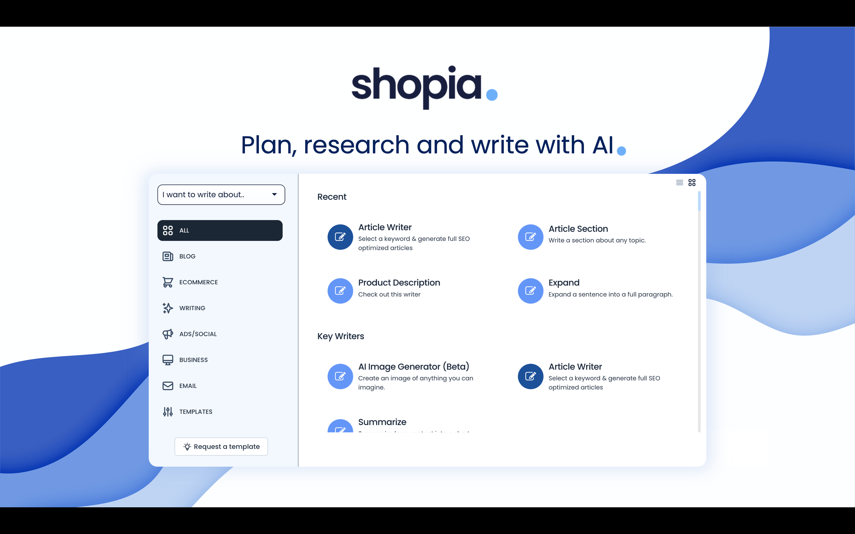 screenshot of Shopia