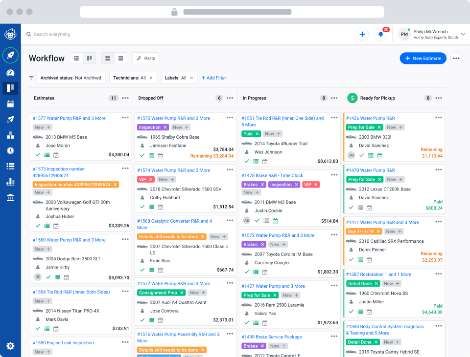 screenshot of Shopmonkey