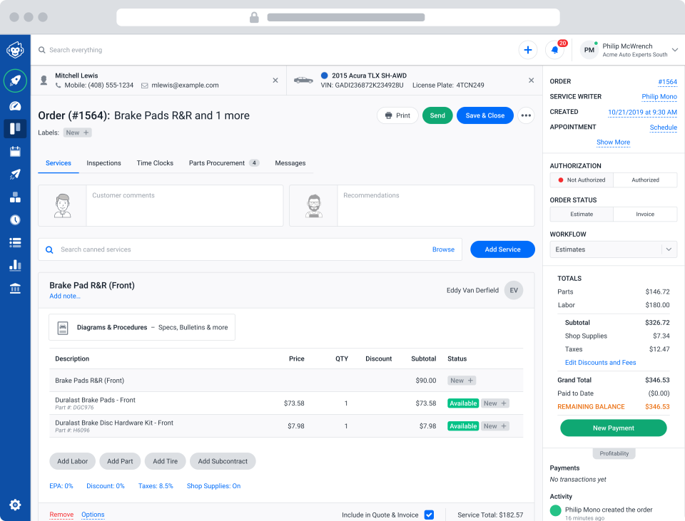 screenshot of Shopmonkey