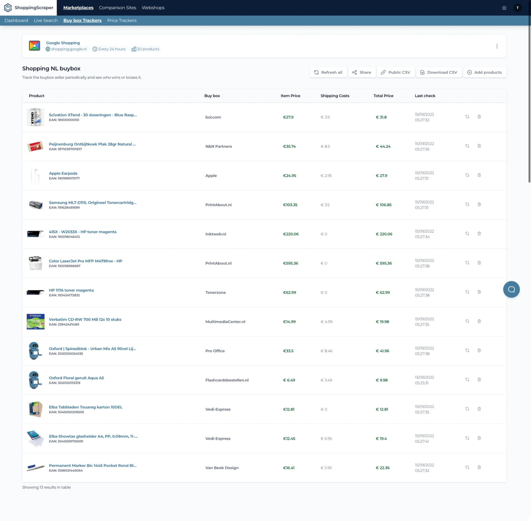 screenshot of ShoppingScraper