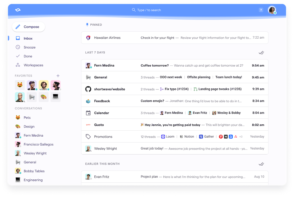screenshot of Shortwave