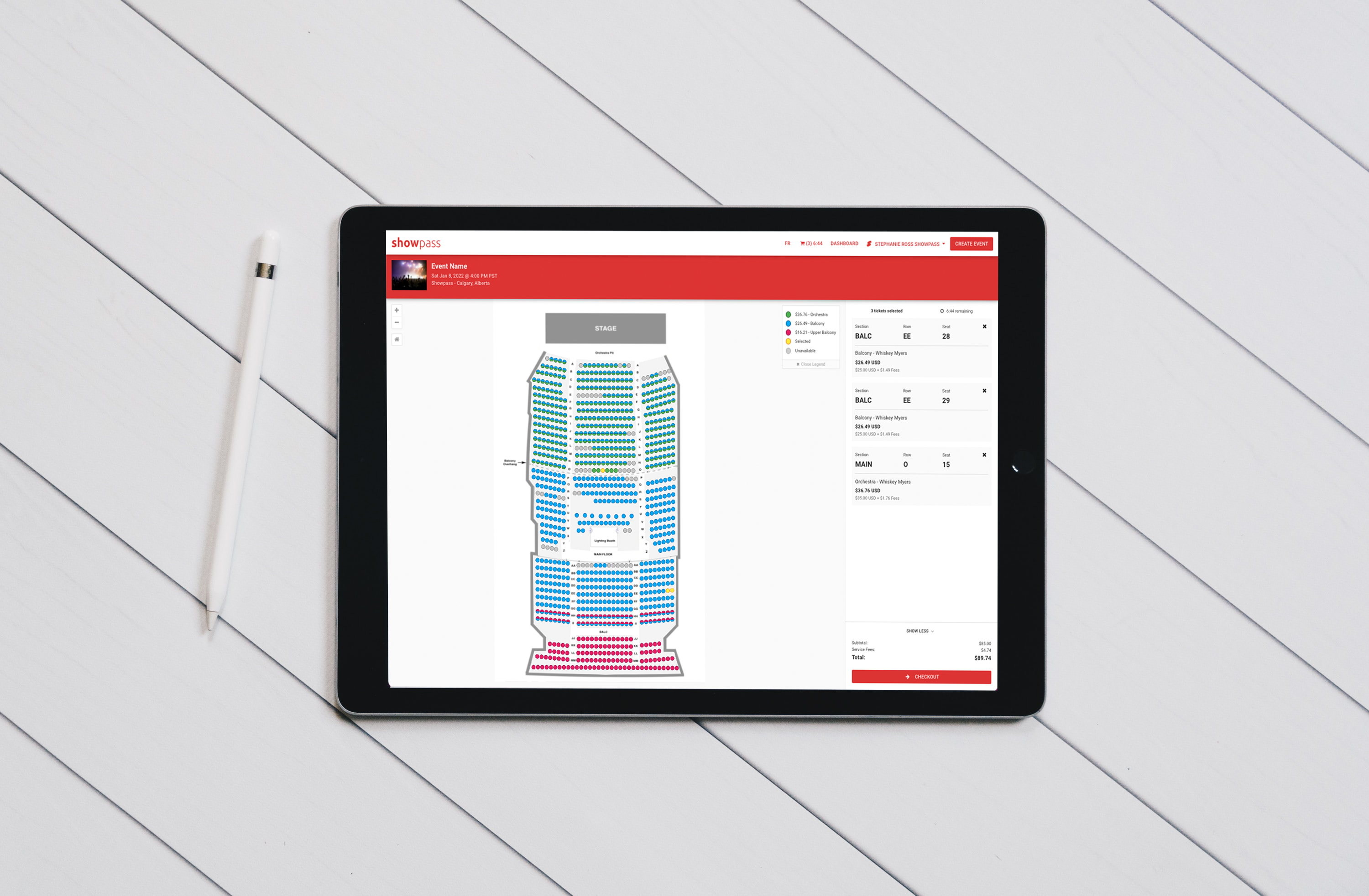 screenshot of Showpass