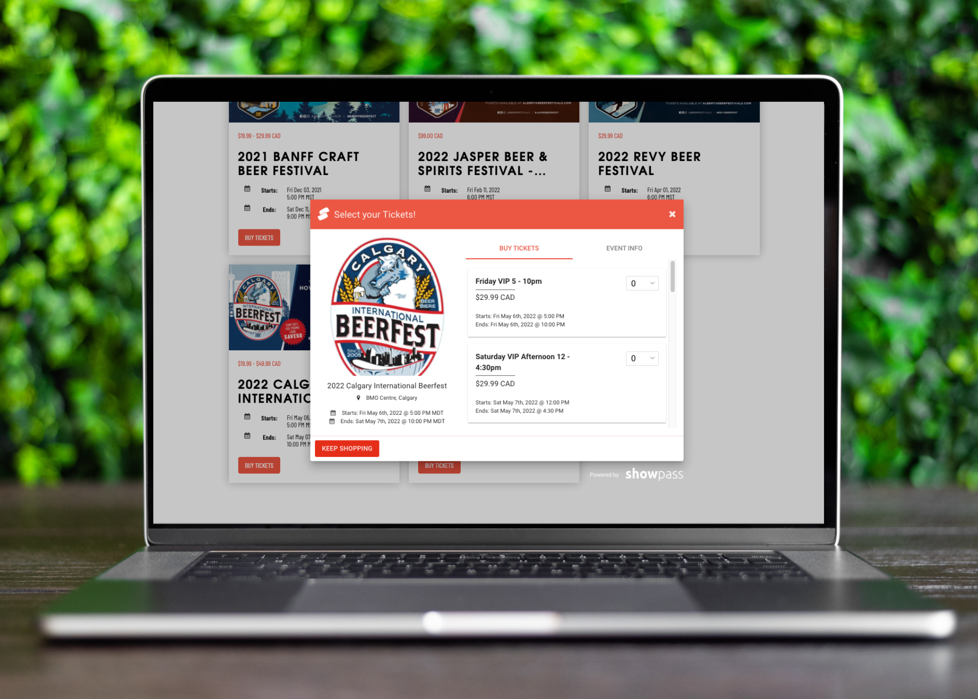 screenshot of Showpass