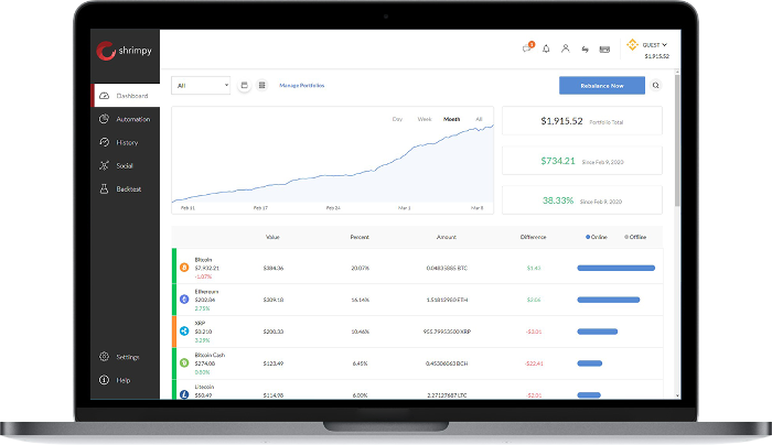 screenshot of Shrimpy