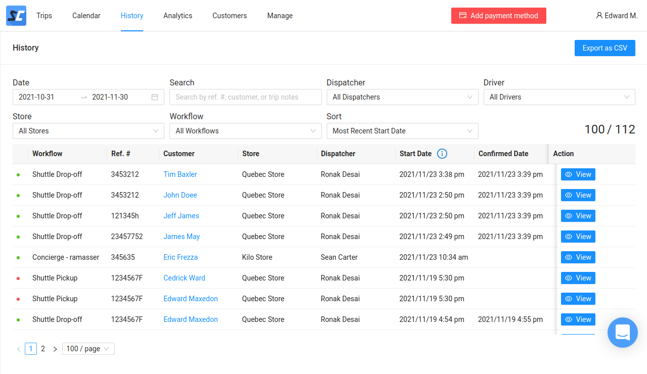 screenshot of ShuttleControl