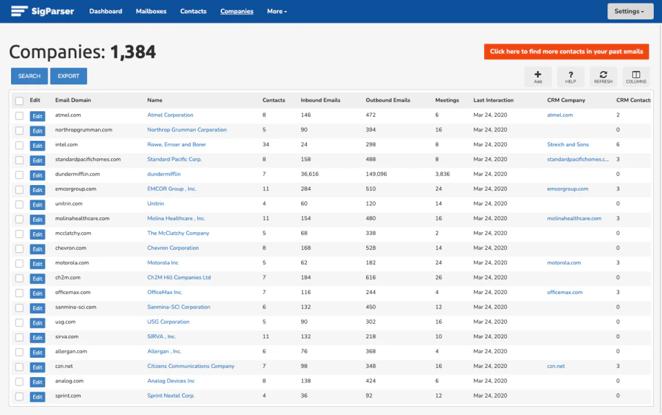 screenshot of SigParser