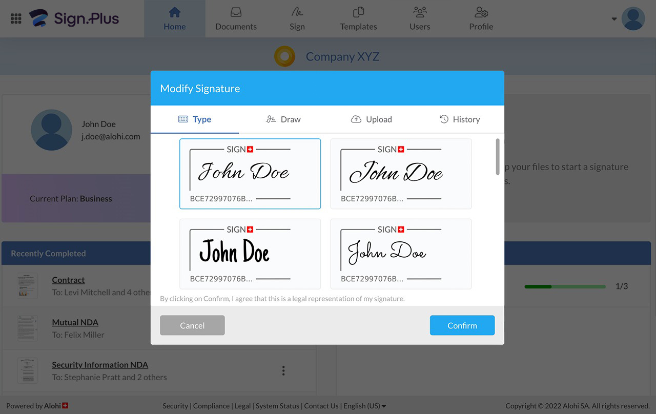 screenshot of Sign.Plus