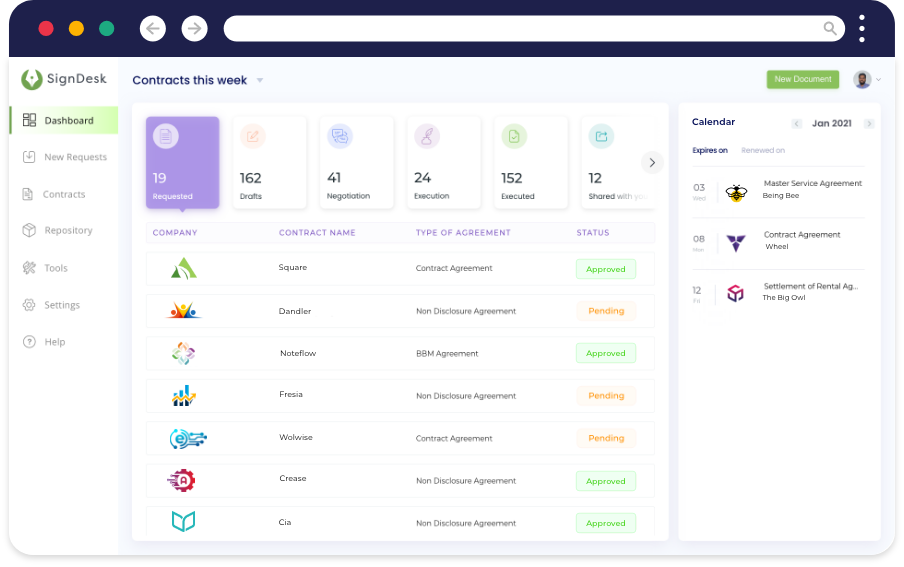 screenshot of SignDesk