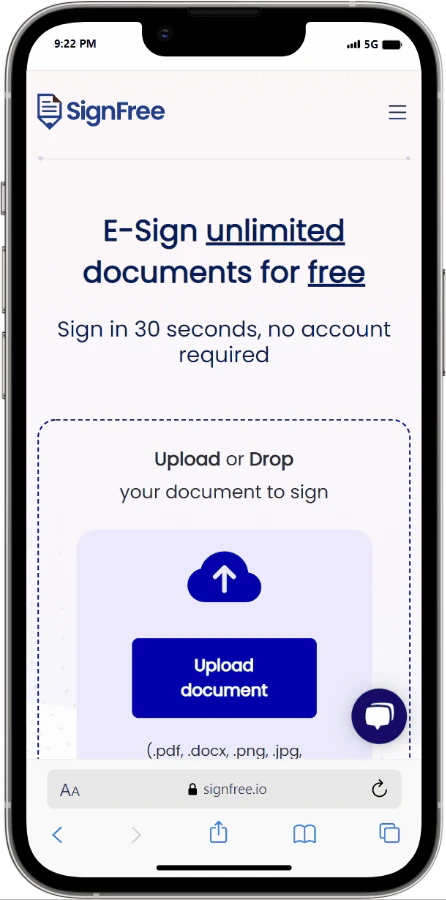 screenshot of SignFree