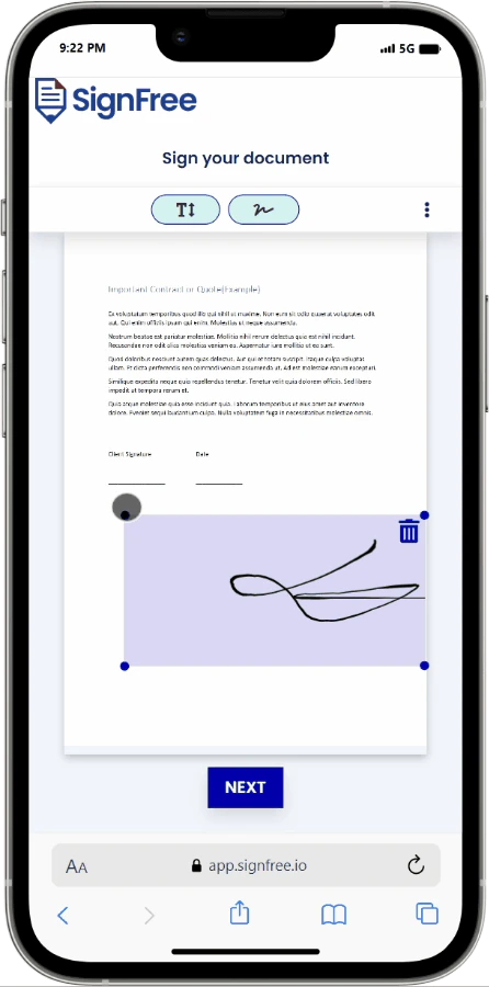 screenshot of SignFree