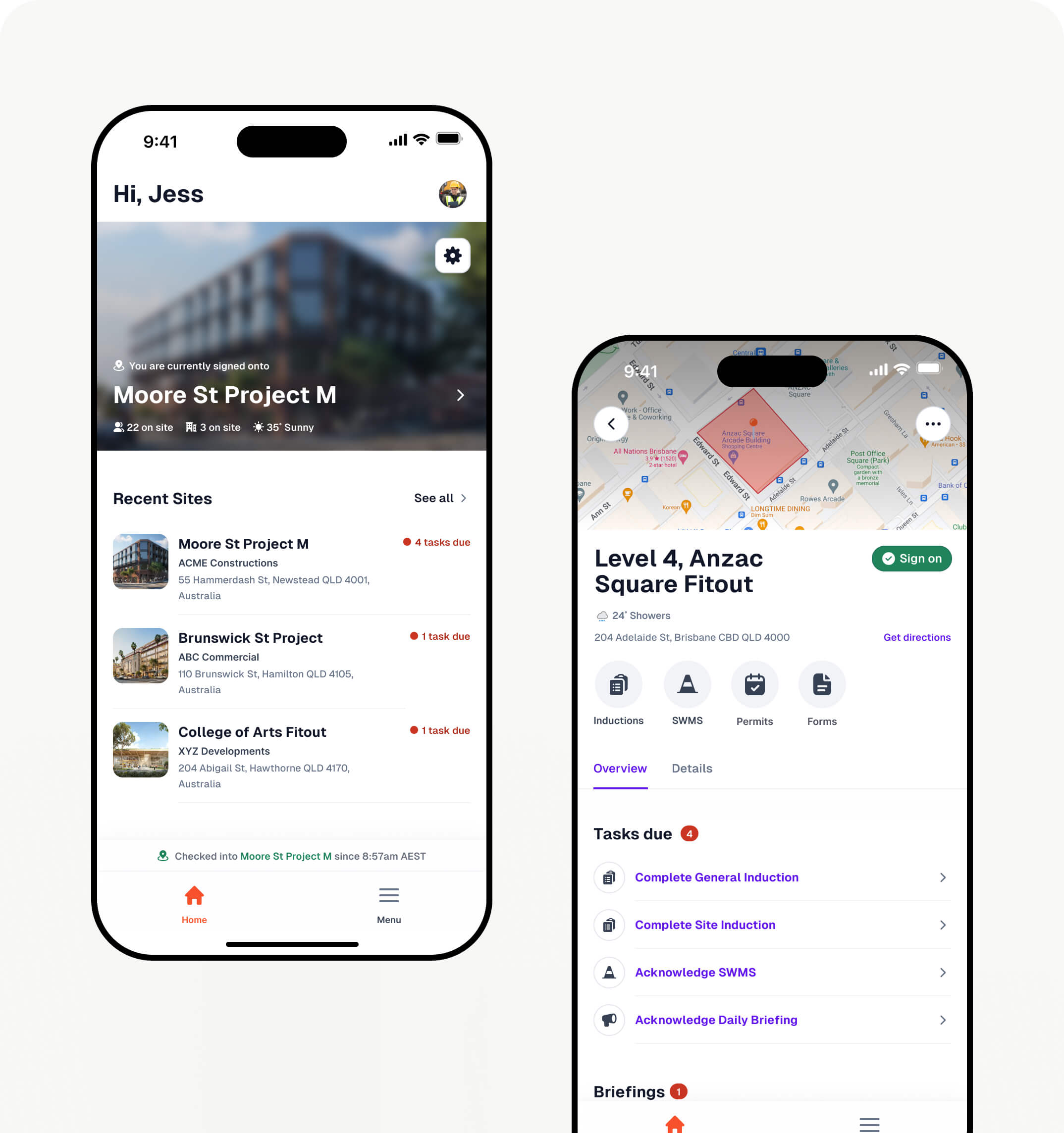 screenshot of SignOnSite