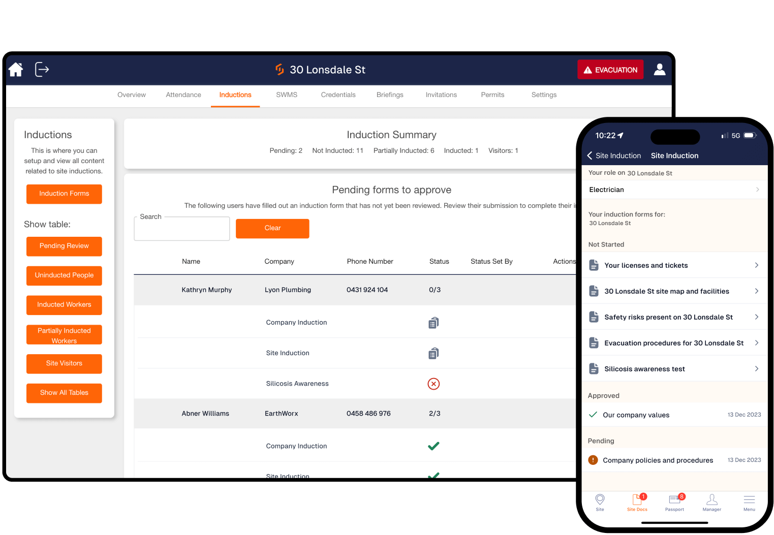screenshot of SignOnSite