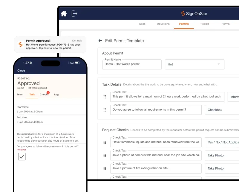 screenshot of SignOnSite