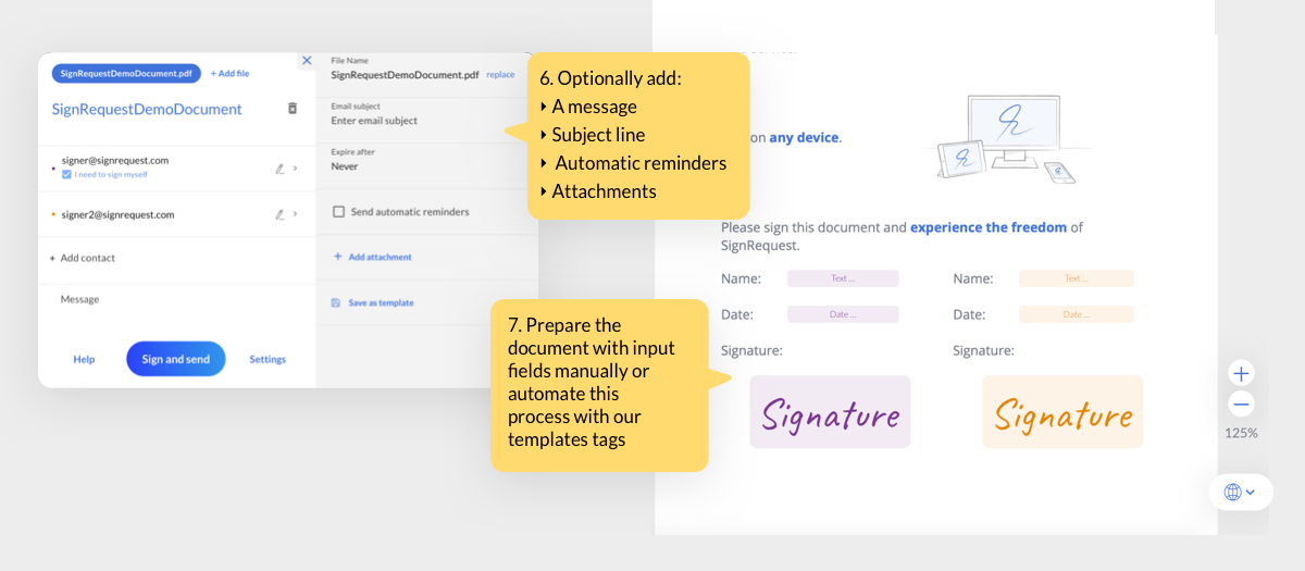 screenshot of SignRequest