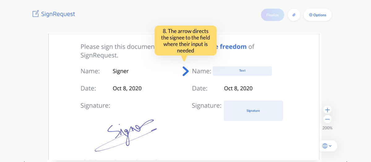 screenshot of SignRequest