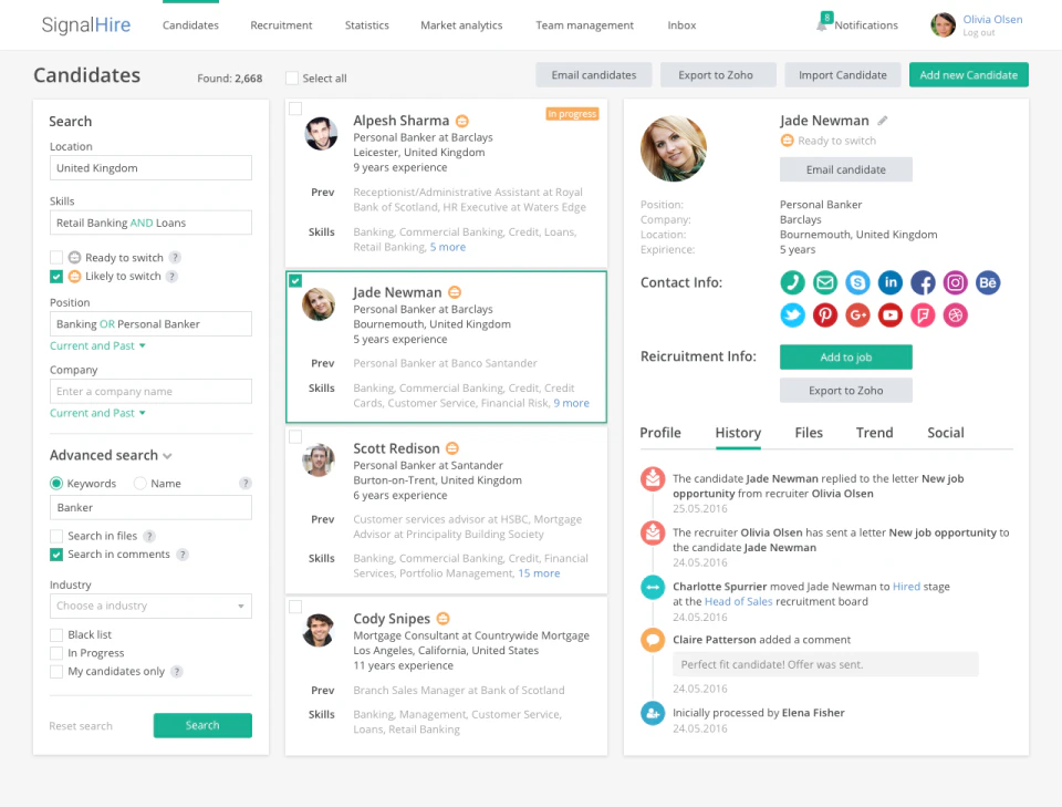 screenshot of SignalHire