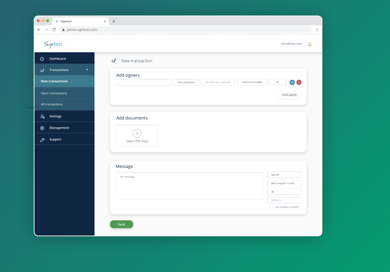 screenshot of Signhost
