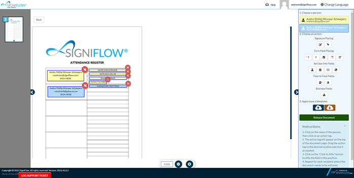 screenshot of SigniFlow