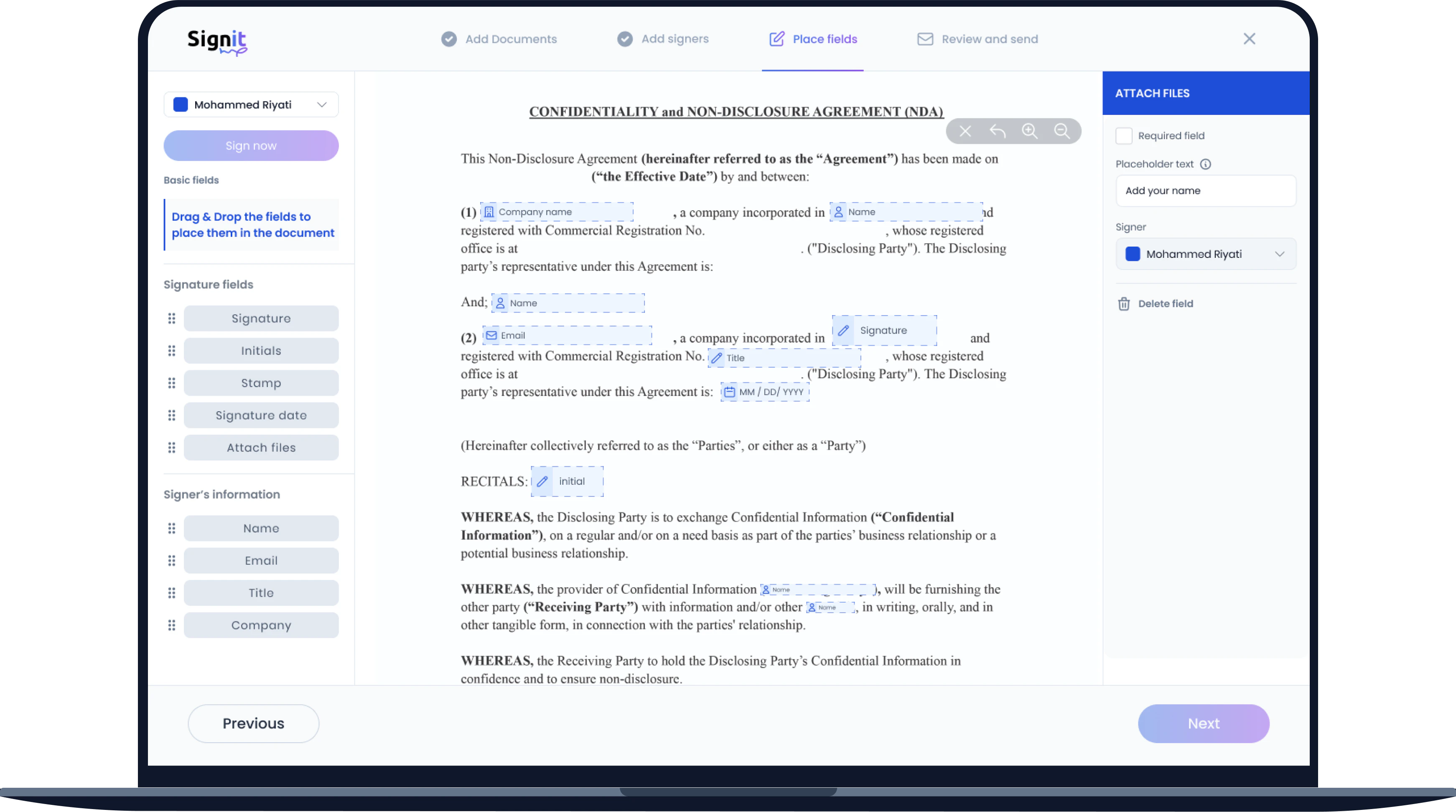 screenshot of Signit