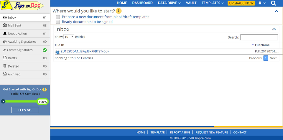 screenshot of Signondoc