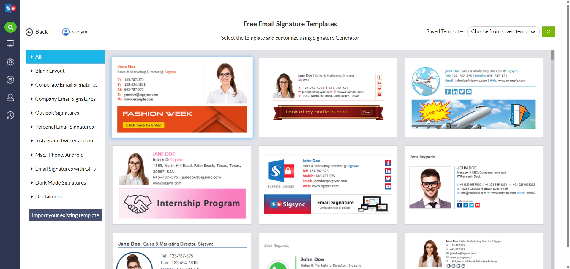 screenshot of Sigsync