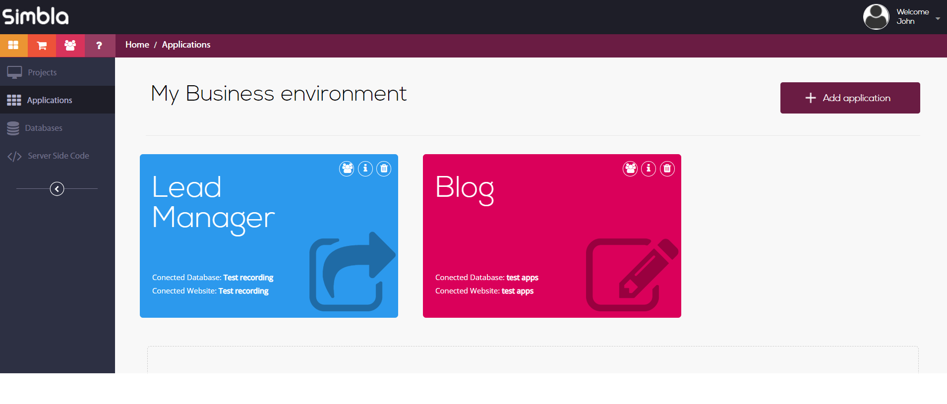 screenshot of Simbla