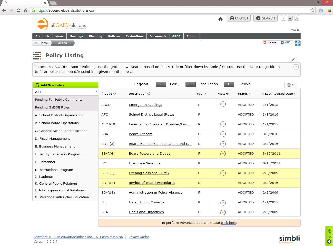 screenshot of Simbli