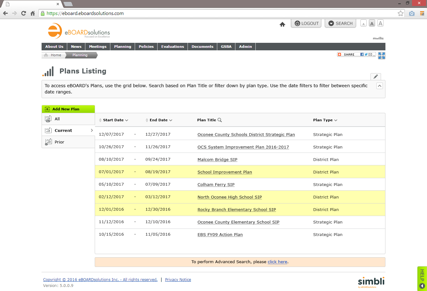 screenshot of Simbli