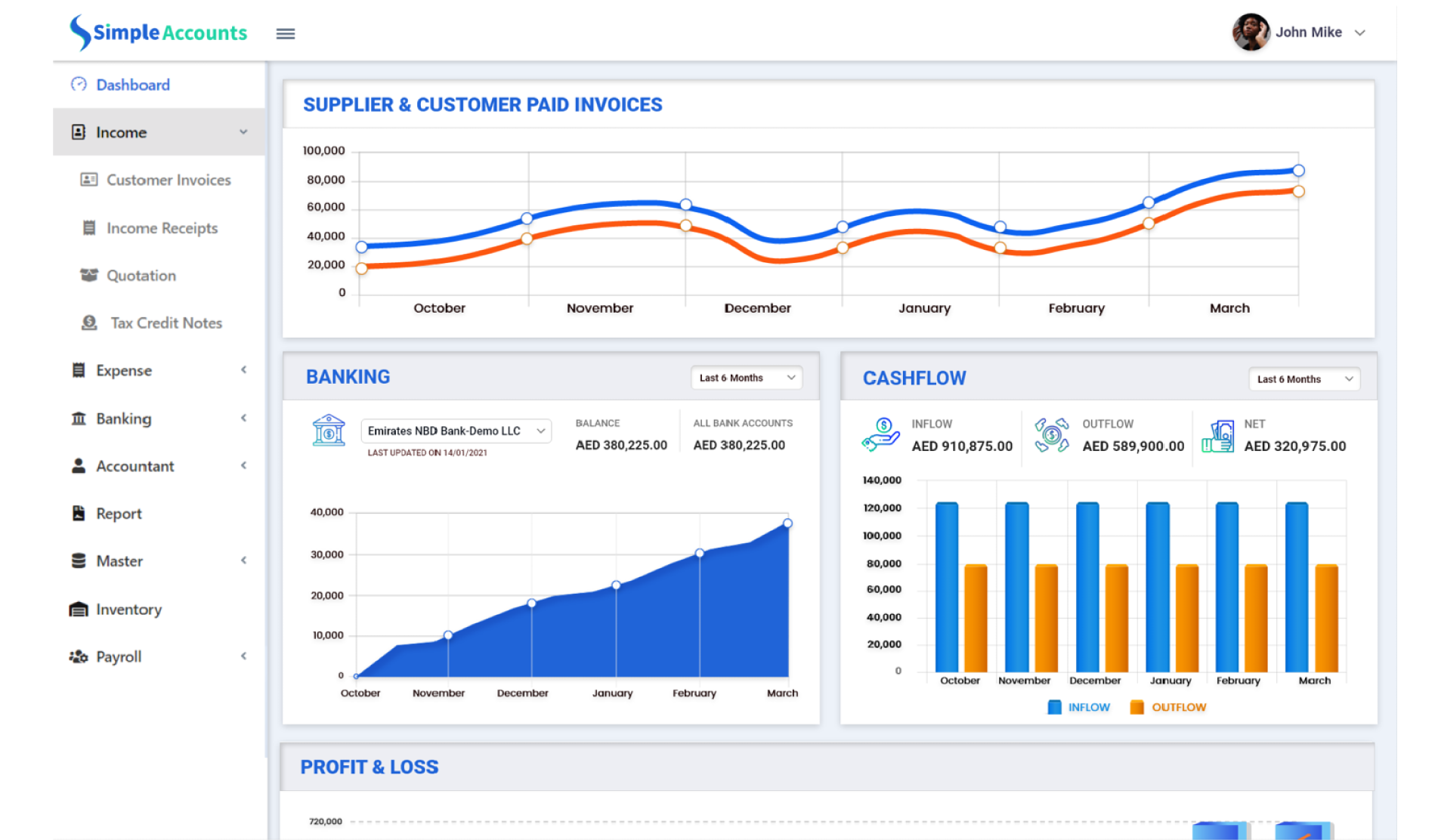 screenshot of SimpleAccounts
