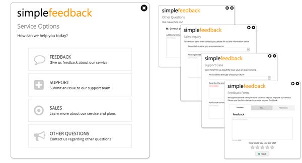 screenshot of SimpleFeedback