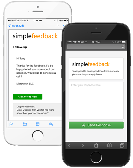 screenshot of SimpleFeedback