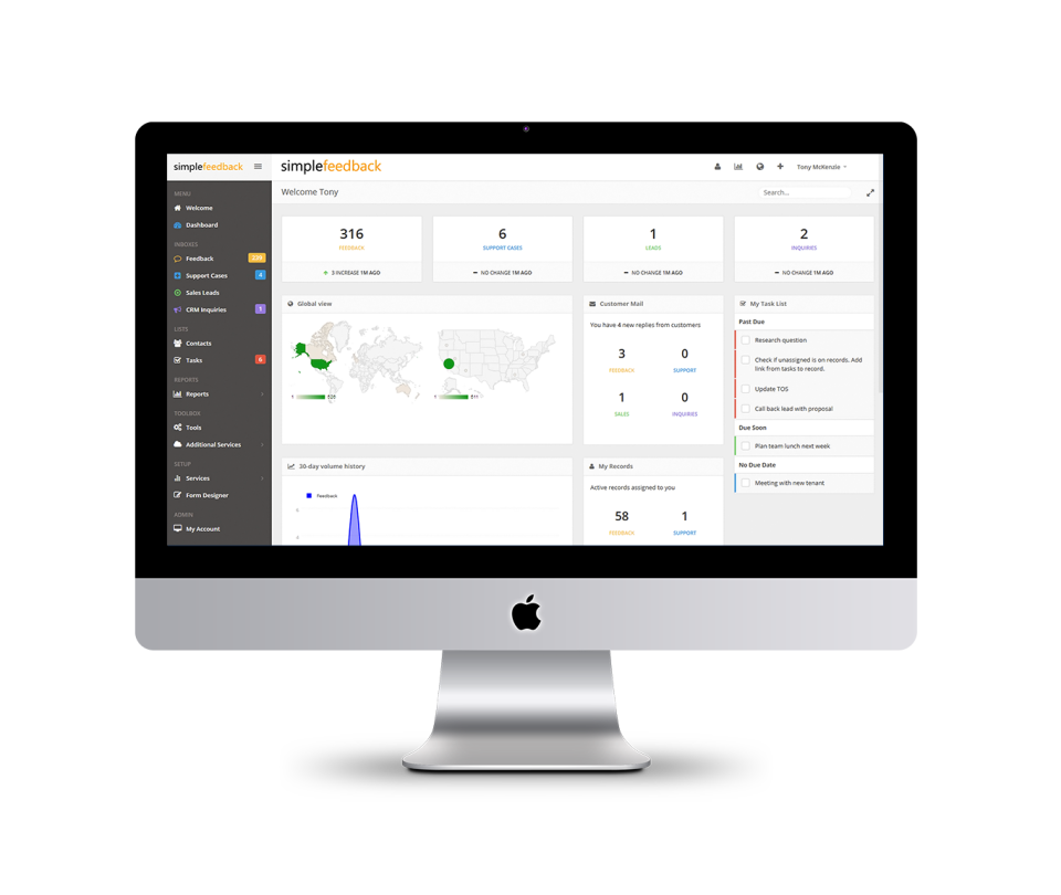 screenshot of SimpleFeedback