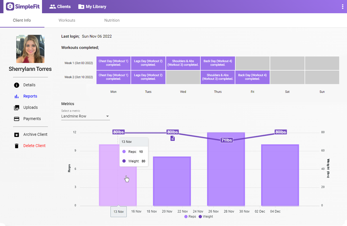 screenshot of SimpleFit