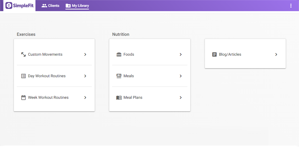 screenshot of SimpleFit