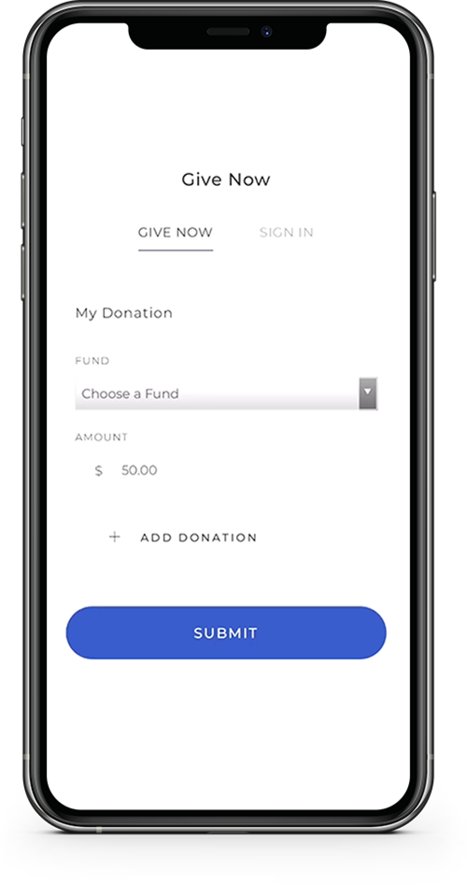screenshot of SimpleGive
