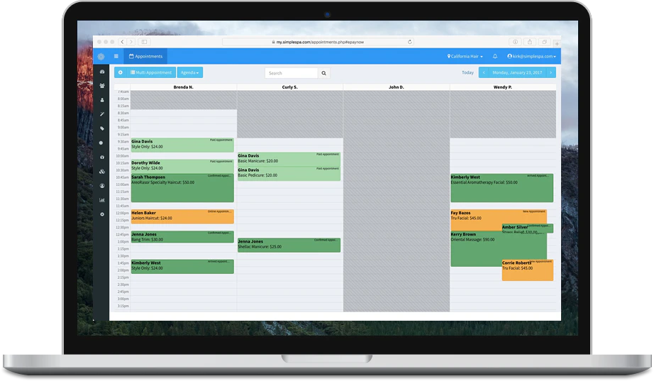 screenshot of SimpleSpa