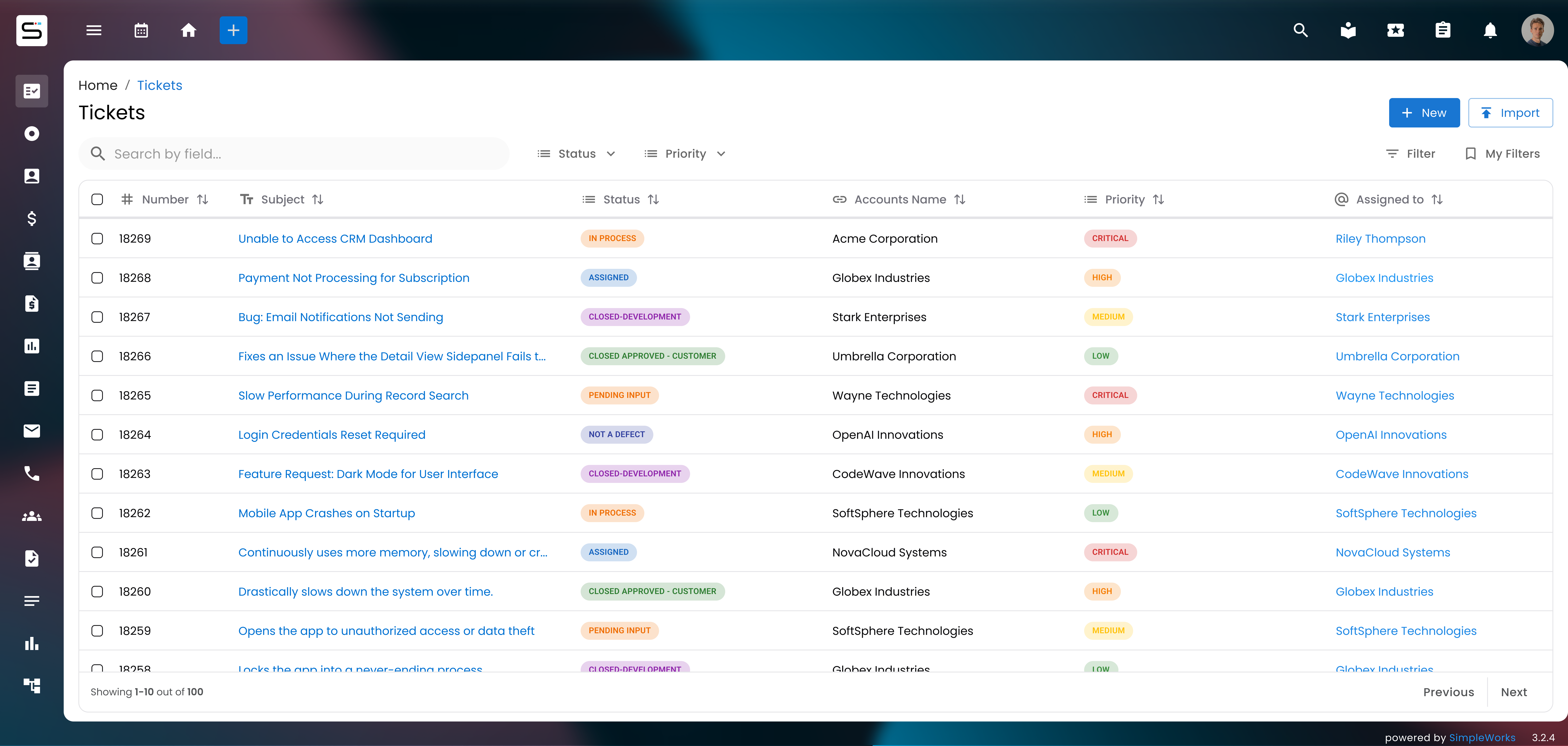 screenshot of SimpleWorks