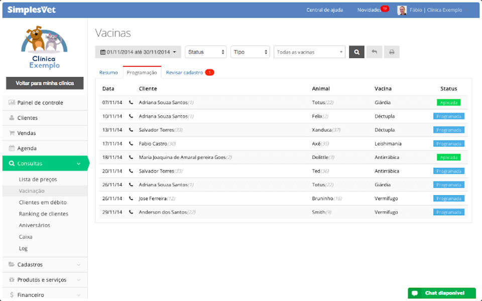 screenshot of SimplesVet