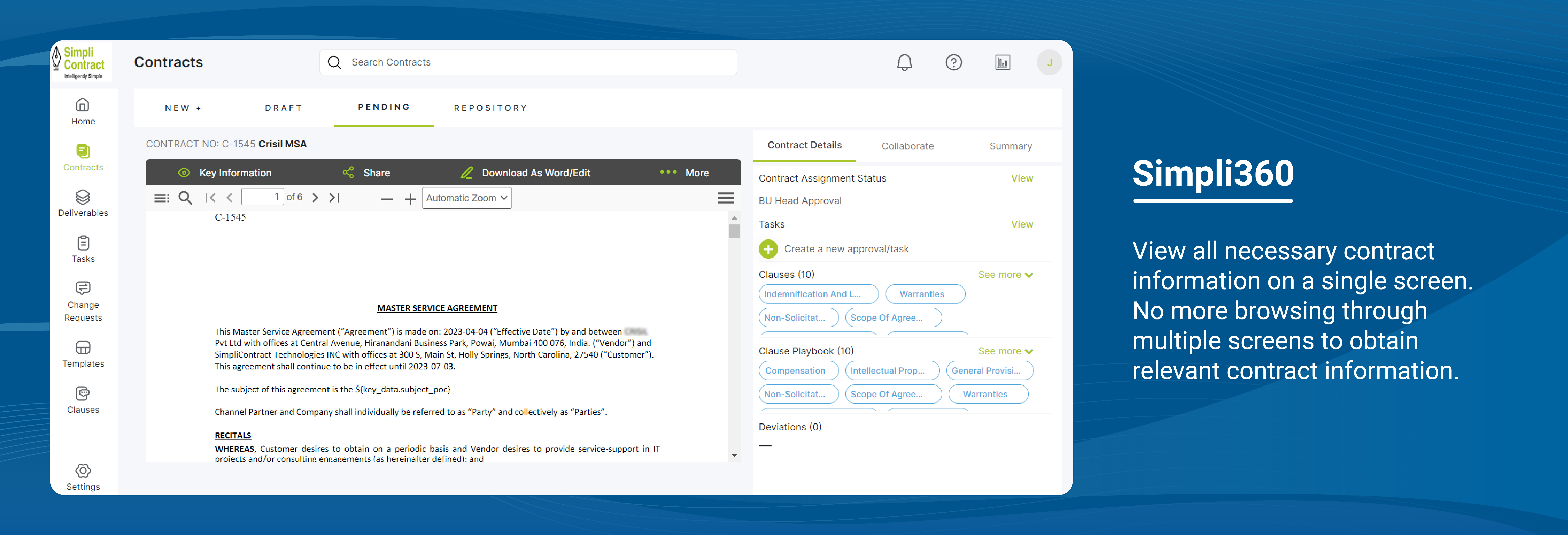 screenshot of SimpliContract
