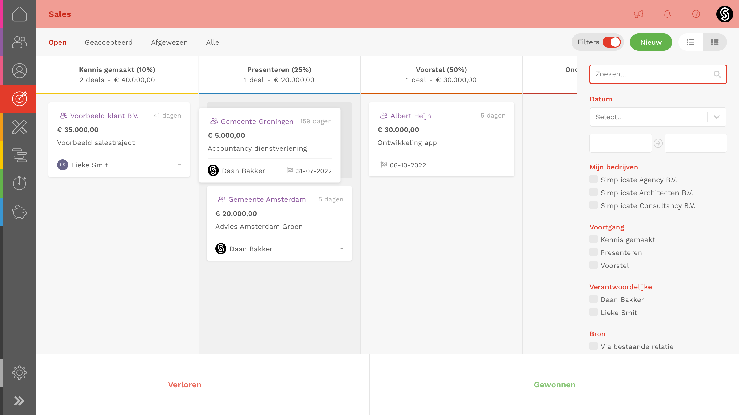 screenshot of Simplicate