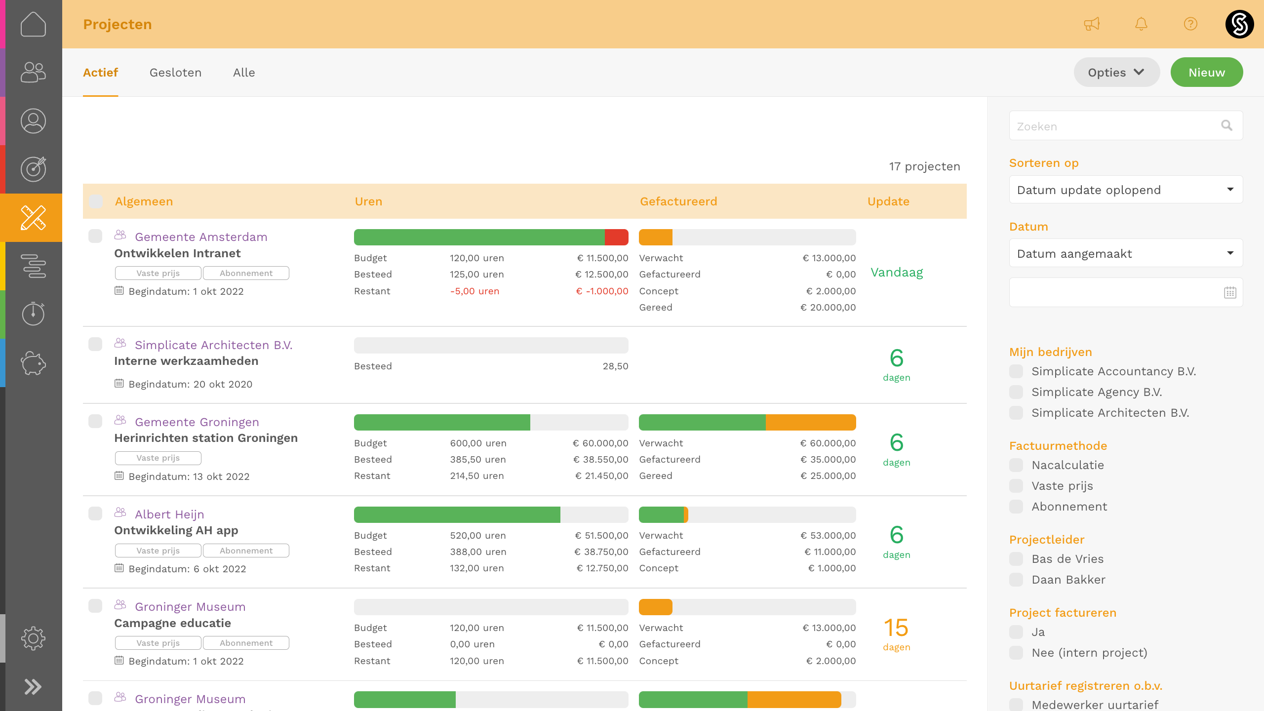 screenshot of Simplicate