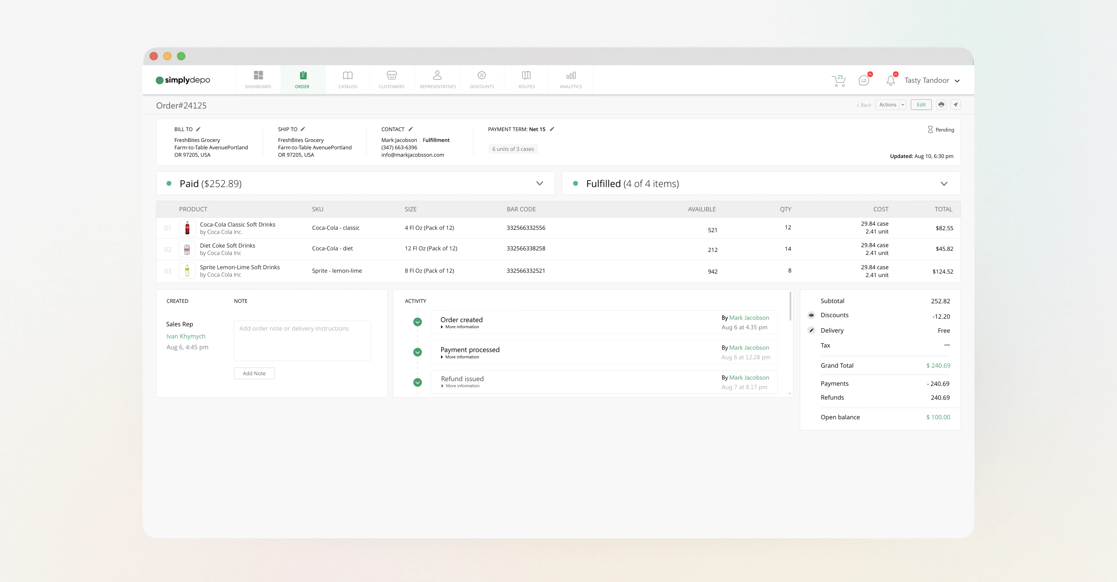 screenshot of SimplyDepo