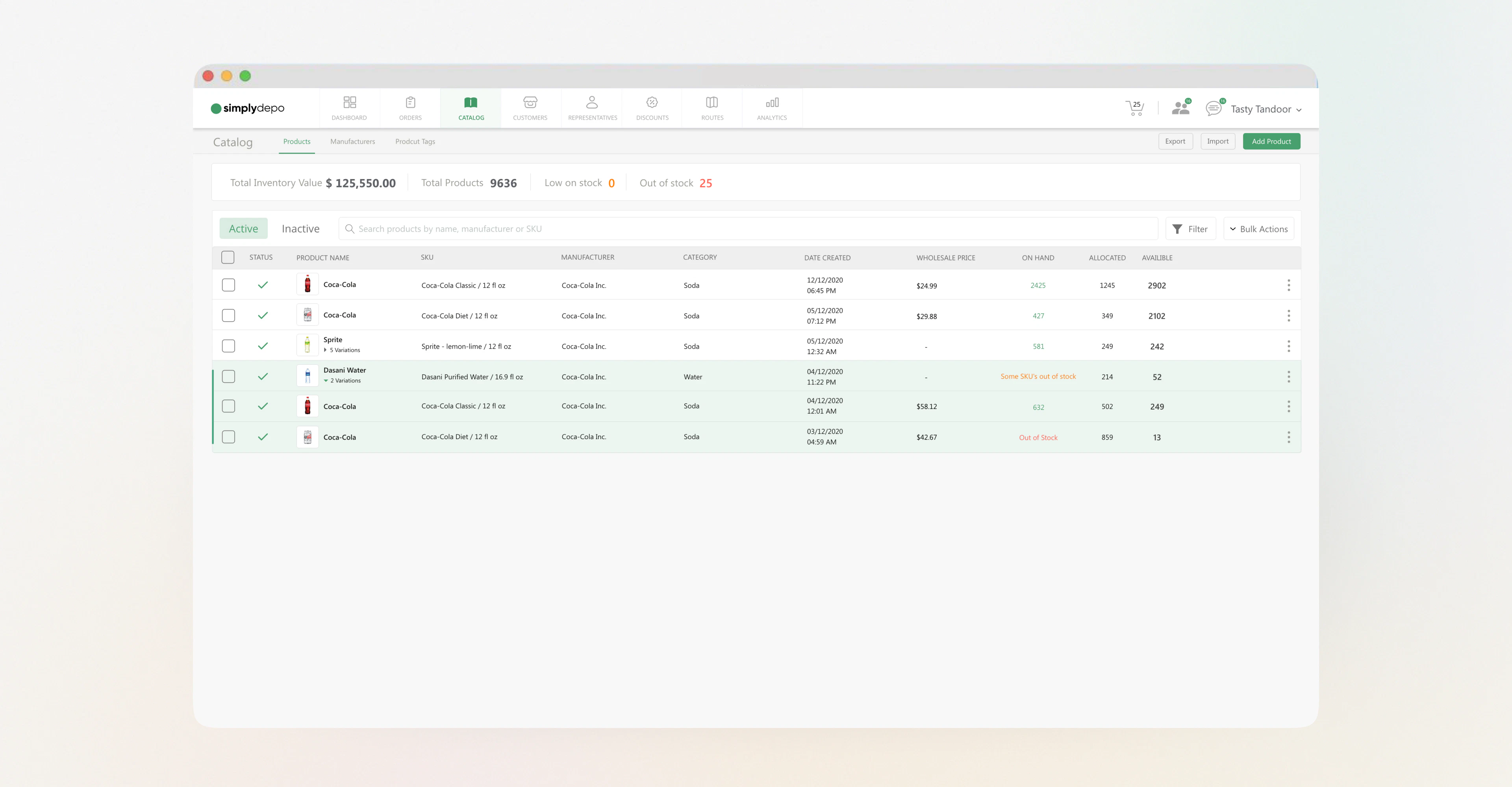 screenshot of SimplyDepo