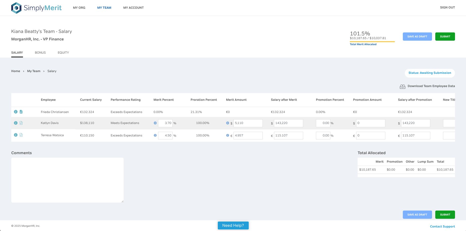 screenshot of SimplyMerit