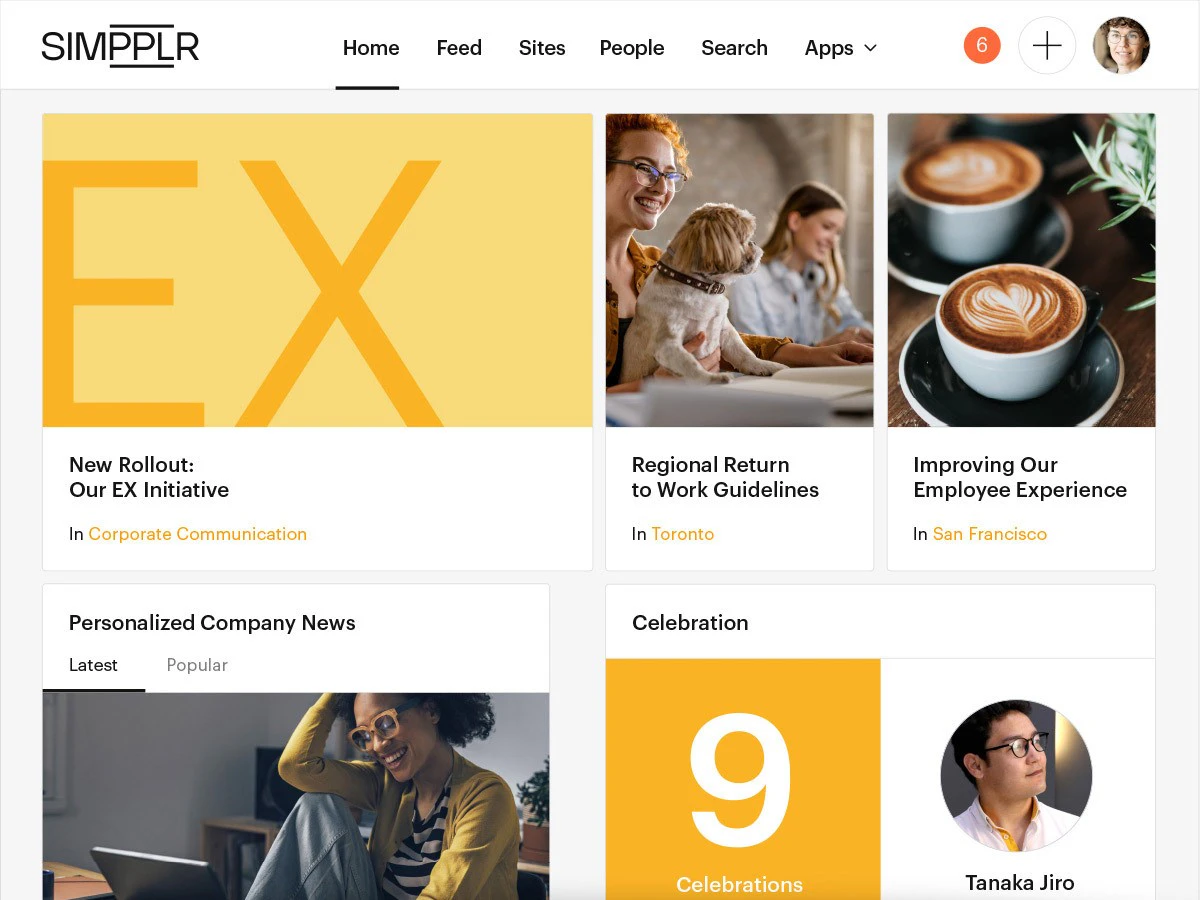 screenshot of Simpplr