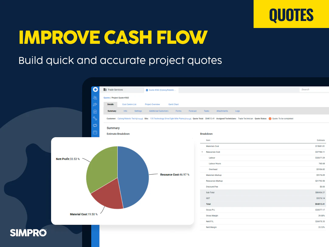 screenshot of Simpro