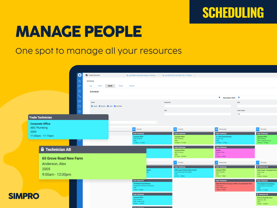 screenshot of Simpro