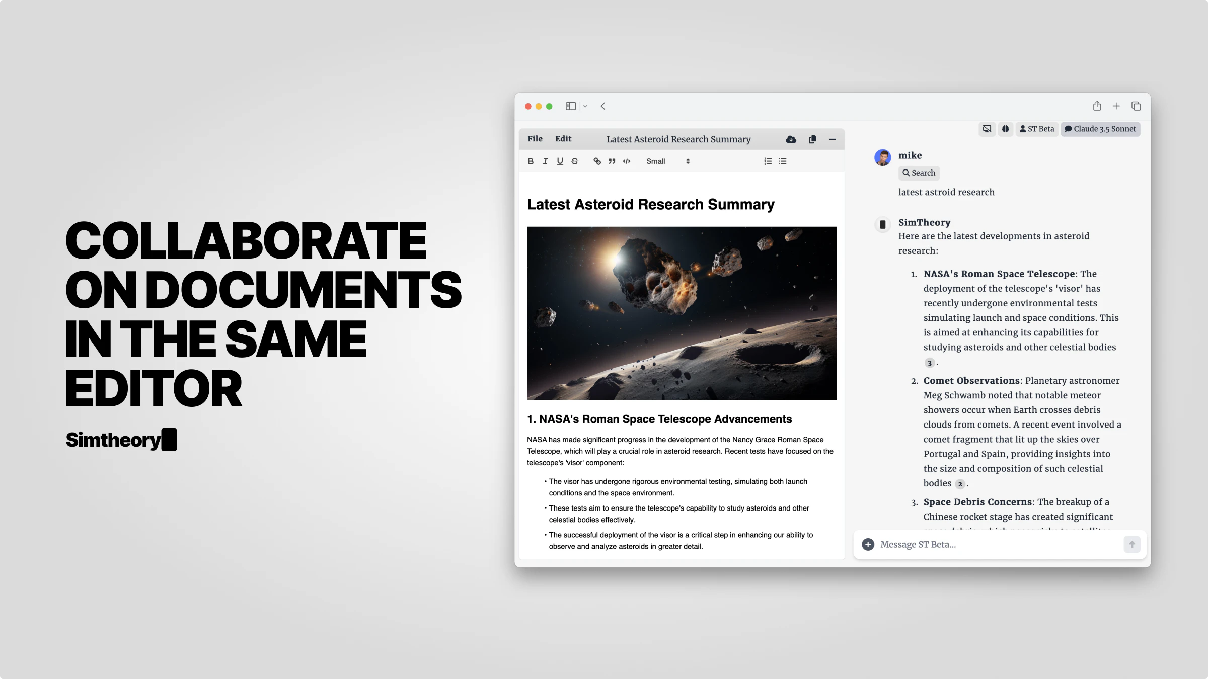 screenshot of Simtheory